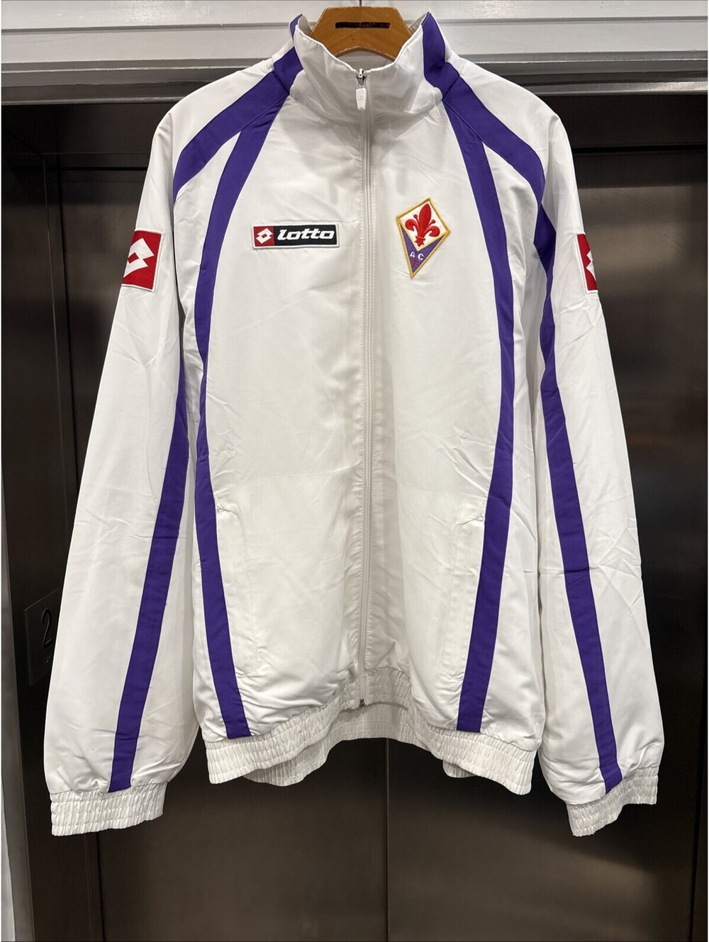 Vintage 00’s White Fiorentina Soccer Club Zip Up jacket Sz XXL